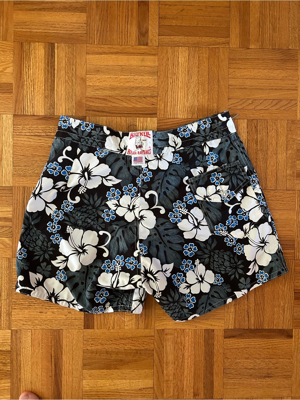 Birdwell Black/blue Floral Swim Trunks - Picture 2 of 4